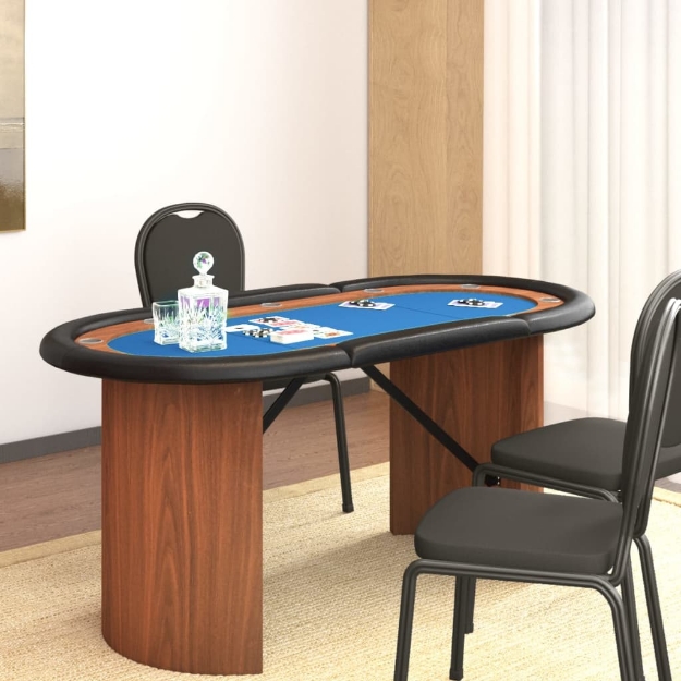 Tavolo da Poker 10 Giocatori Blu 160x80x75 cm