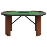 Tavolo da Poker con Vassoio Chip 10 Giocatori Verde 160x80x75cm