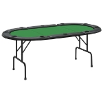 Tavolo da Poker Pieghevole 10 Giocatori Verde 207x106x76 cm