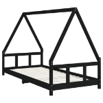 Giroletto per Bambini Nero 90x200 cm in Legno Massello di Pino