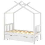 Giroletto Bambini con Cassetto Bianco Legno di Pino 70x140 cm