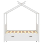 Giroletto Bambini con Cassetto Bianco Legno di Pino 70x140 cm