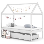 Giroletto per Bambini con Cassetto Bianco Legno Pino 80x160 cm