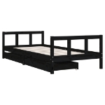 Giroletto Bambini con Cassetti Nero 90x200cm Massello di Pino