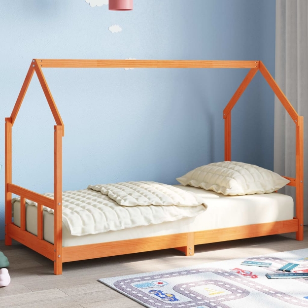 Giroletto per Bambini Marrone Cera 90x190cm Legno Massello Pino