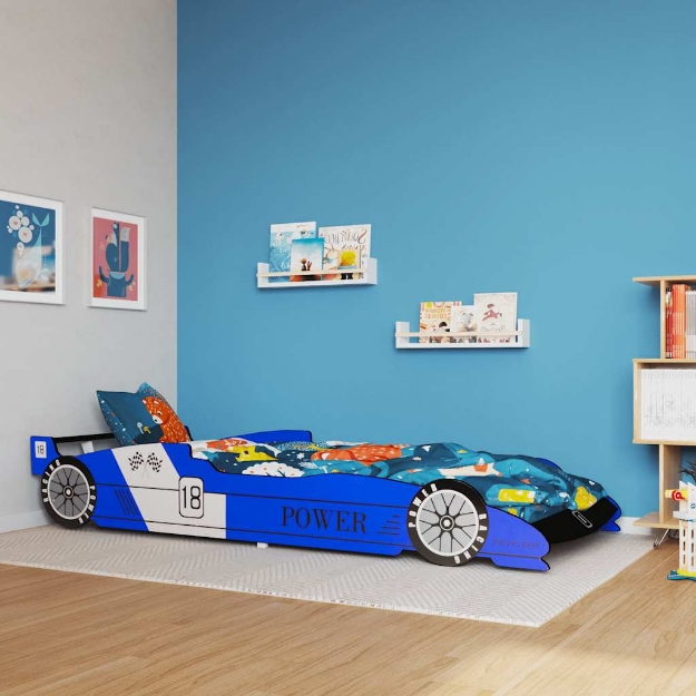 Letto Bambini Auto da Corsa 90x200 cm Blu