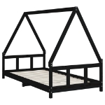 Giroletto per Bambini Nero 90x190 cm in Legno Massello di Pino