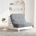 Divano Letto Futon con Materasso Bianco 100x206x11cm Legno Pino