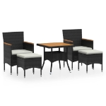 Set Mobili da Pranzo per Giardino 5 pz Polyrattan e Acacia Nero