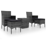 Set Bistrot da Giardino 5pz Polyrattan e Vetro Temperato Grigio