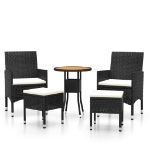 Set Divani da Giardino 5 pz in Polyrattan Nero