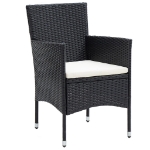 Set da Bistrot per Giardino 5pz Polyrattan Vetro Temperato Nero