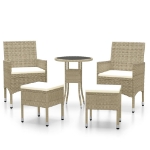 Set Divani da Giardino 5 pz in Polyrattan Beige