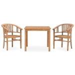 Set da Pranzo da Giardino 3 pz in Legno Massello di Teak