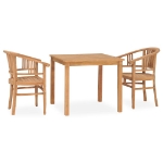 Set da Pranzo da Giardino 3 pz in Legno Massello di Teak