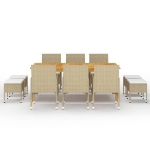 Set Mobili da Pranzo per Giardino 11 pz Beige