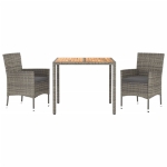 Set da Pranzo da Giardino 3 pz con Cuscini in Polyrattan Grigio