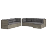 Set Divani da Giardino 7 pz con Cuscini in Polyrattan Grigio