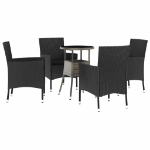 Set Bistrò da Giardino 5 pz con Cuscini in Polyrattan Nero