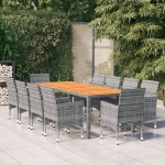 Set Pranzo da Giardino 11pz in Polyrattan Grigio