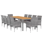 Set Pranzo da Giardino 11pz in Polyrattan Grigio