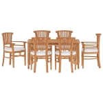 Set da Pranzo da Giardino 7 pz in Legno Massello di Teak