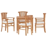 Set da Pranzo per Giardino 5 pz in Legno Massello di Teak