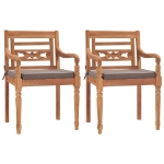 Set Pranzo Giardino 3pz con Cuscini Grigio Scuro Massello Teak