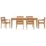 Set da Pranzo da Giardino 7 pz in Legno Massello di Teak