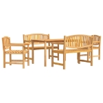 Set da Pranzo per Giardino 5 pz in Legno Massello di Teak