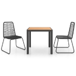 Set da Pranzo da Giardino 3 pz in Rattan PVC Nero e Marrone