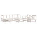 Set Salotto da Giardino 7 pz Bianco in Legno Massello di Pino