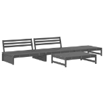 Set Salotto da Giardino 4 pz Grigio in Legno Massello di Pino