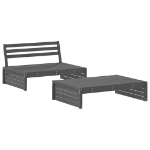 Set Salotto da Giardino 2 pz Grigio in Legno Massello di Pino