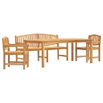 Set da Pranzo per Giardino 4 pz in Legno Massello di Teak