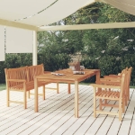 Set da Pranzo per Giardino 4 pz in Legno Massello di Teak