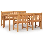 Set da Pranzo per Giardino 4 pz in Legno Massello di Teak