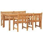 Set da Pranzo per Giardino 4 pz in Legno Massello di Teak