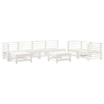 Set Salotto da Giardino 8 pz in Legno Massello di Pino Bianco