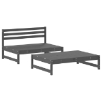 Set Salotto da Giardino 2 pz Grigio in Legno Massello di Pino