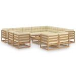 Set Salotto Giardino e Cuscini 13 pz Legno Massello Pino Ambra