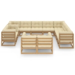 Set Salotto Giardino e Cuscini 13 pz Legno Massello Pino Ambra