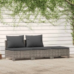 Set Divani da Giardino 3 pz con Cuscini in Polyrattan Grigio