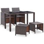 Set da Pranzo da Giardino 5 pz con Cuscini Polyrattan Marrone