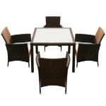 Set da Pranzo da Giardino 5 pz con Cuscini Polyrattan Marrone