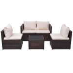 Set Divani da Giardino 5 pz con Cuscini in Polyrattan Marrone