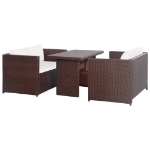 Set da Bistrot 3 pz con Cuscini in Polyrattan Marone