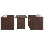 Set da Bistrot 3 pz con Cuscini in Polyrattan Marone