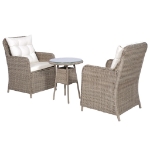 Set da Bistro 3 pz con Cuscini in Polyrattan Marrone