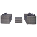 Set Divani da Giardino 6 pz con Cuscini in Polyrattan Grigio